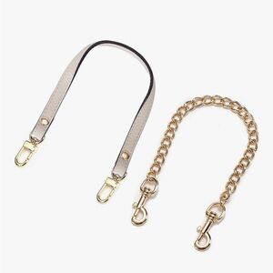 Interchangeable Cream Leather and Gold Chain Purse Strap Set